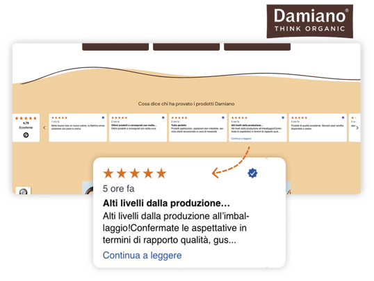 esempio di carrosello sul ecommerce Damiano