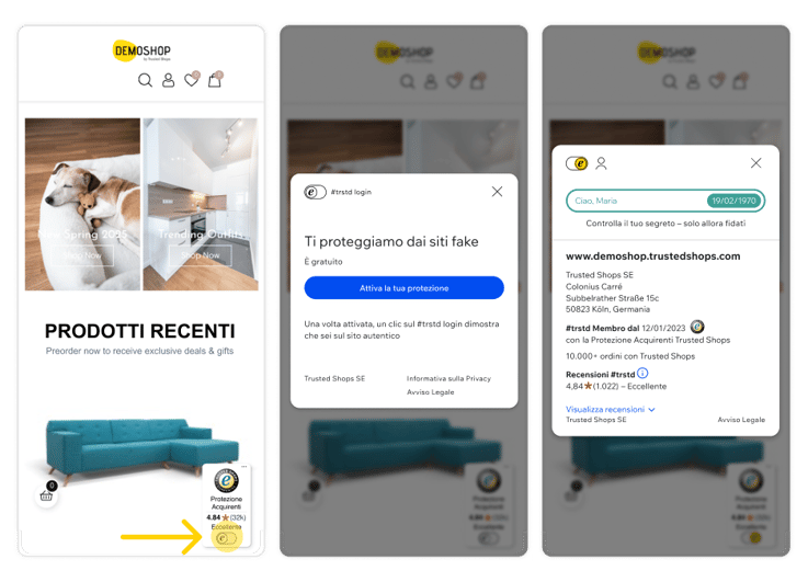 pasaggio 1 per introdurre il trstd secret con il Trustbadge AI+