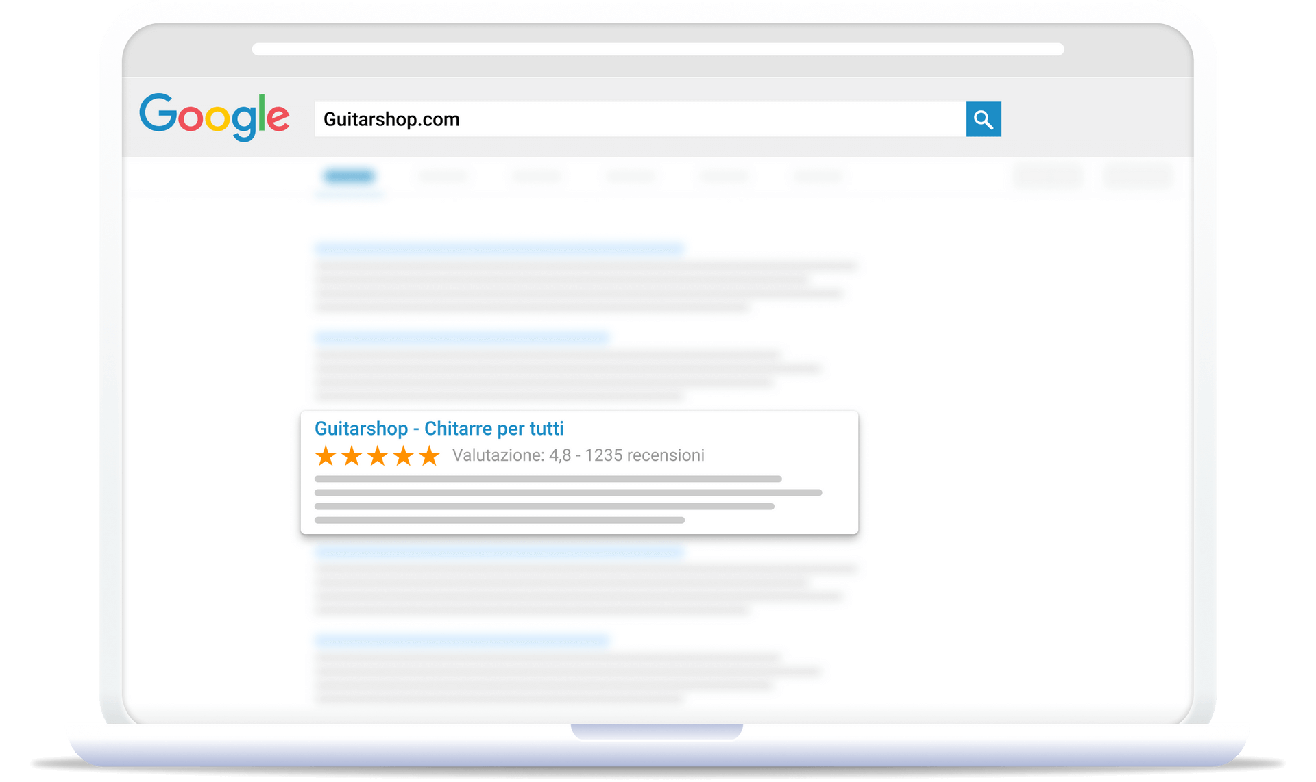stelle valutazione di trusted shops su risultati di ricerca su google