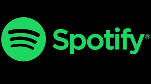 logo spotify sfondo nero scritta "Spotify" in verde