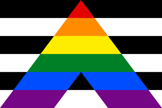 bandiera alleati, sfondo a righe bianche e nere, A stilizzata con i colori dell'arcobaleno