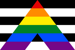 bandiera alleati, sfondo a righe bianche e nere, A stilizzata con i colori dell'arcobaleno