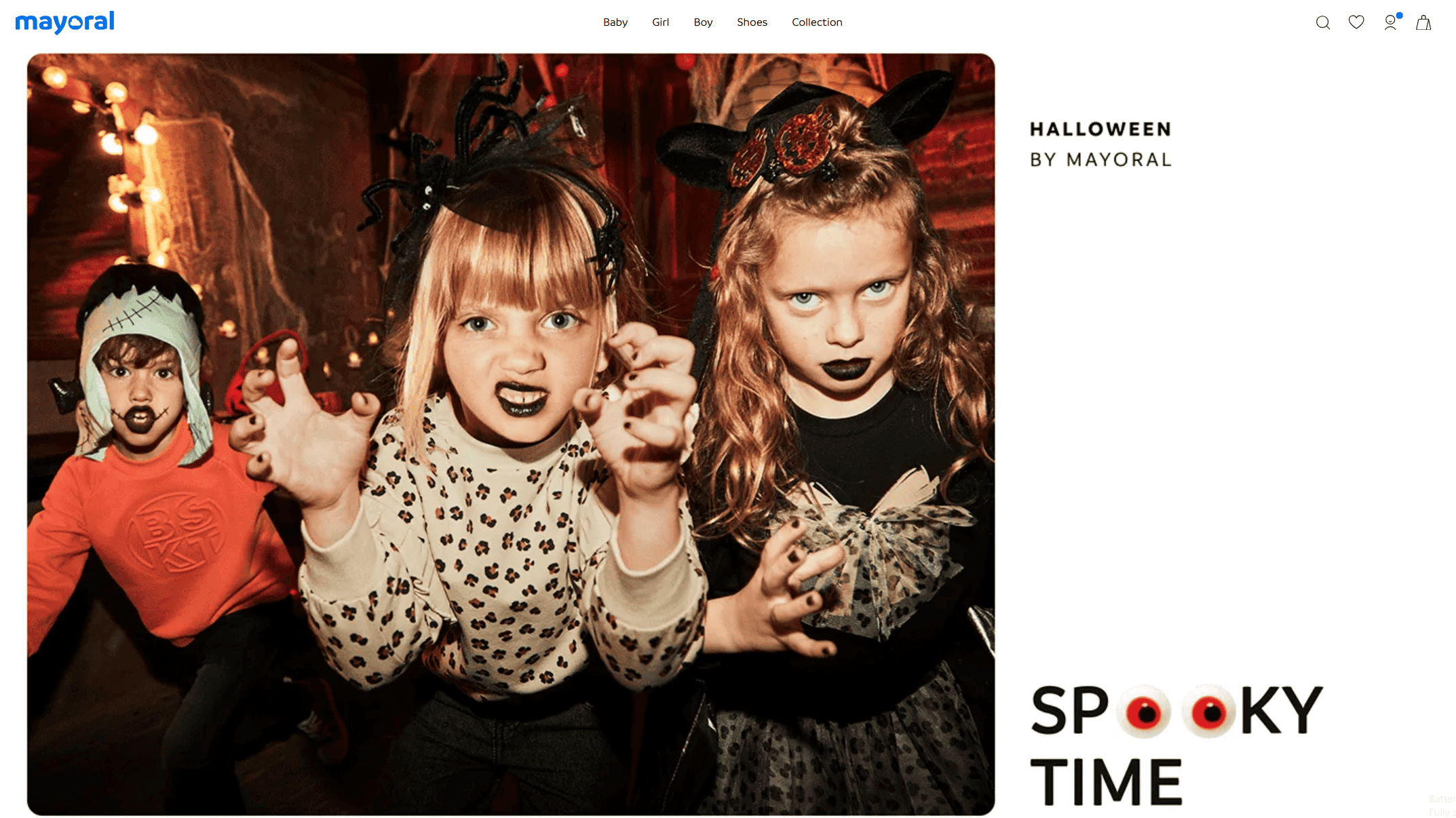 Campagna Halloween Mayoral abbigliamento bambini con costumi e accessori tematici