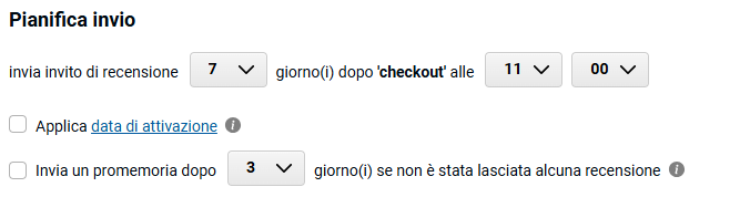 configurazione timing raccolta recensione