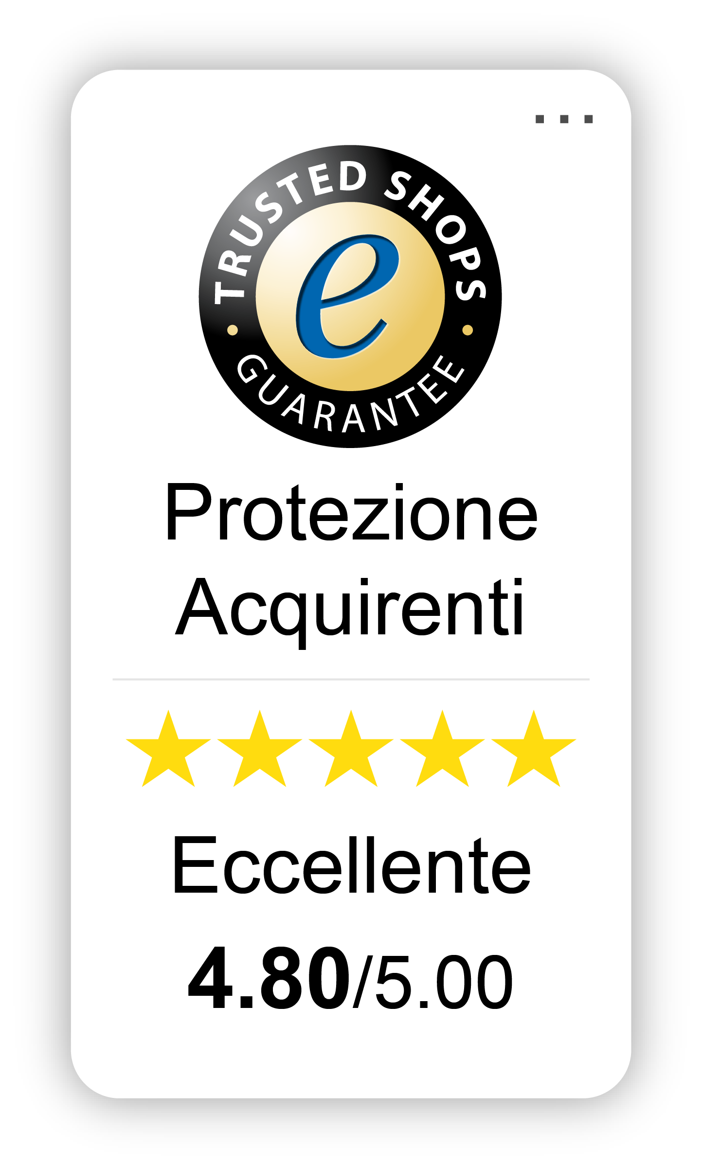Trustbadge di Trusted Shops con una valutazione eccellente
