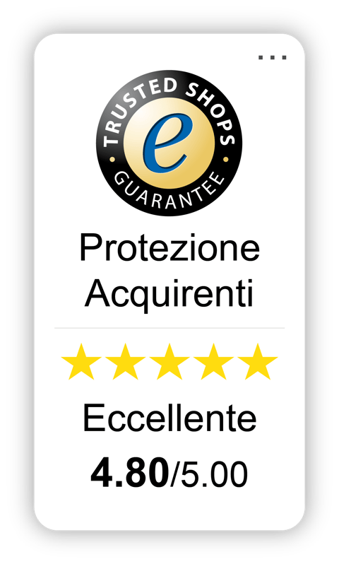 Trustbadge di Trusted Shops con una valutazione eccellente