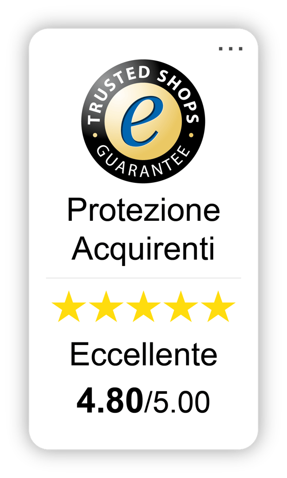 Trustbadge di Trusted Shops con una valutazione eccellente