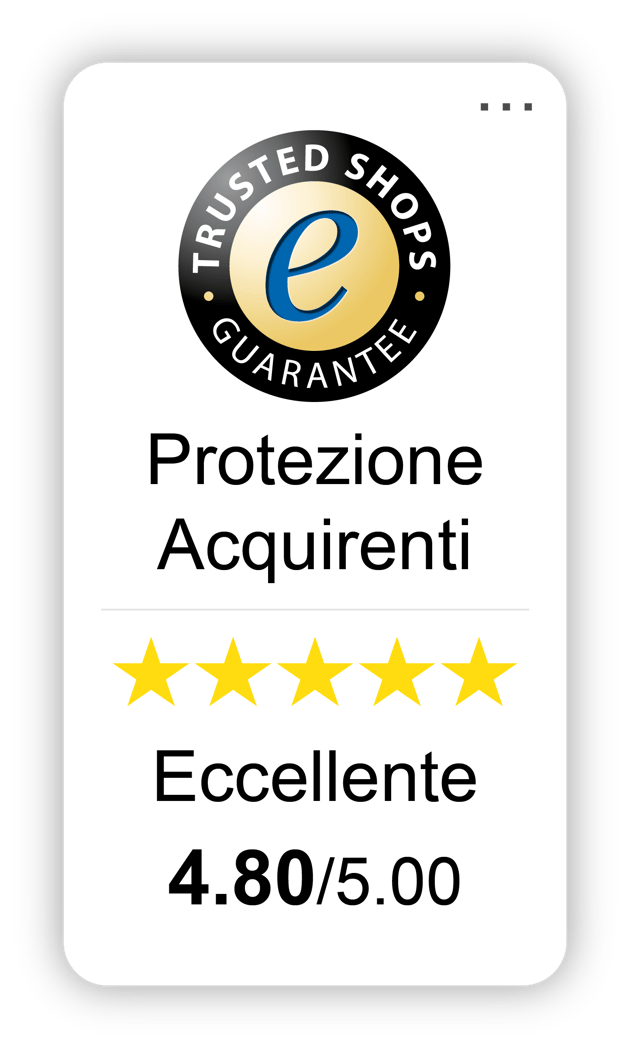 Trustbadge di Trusted Shops con una valutazione eccellente