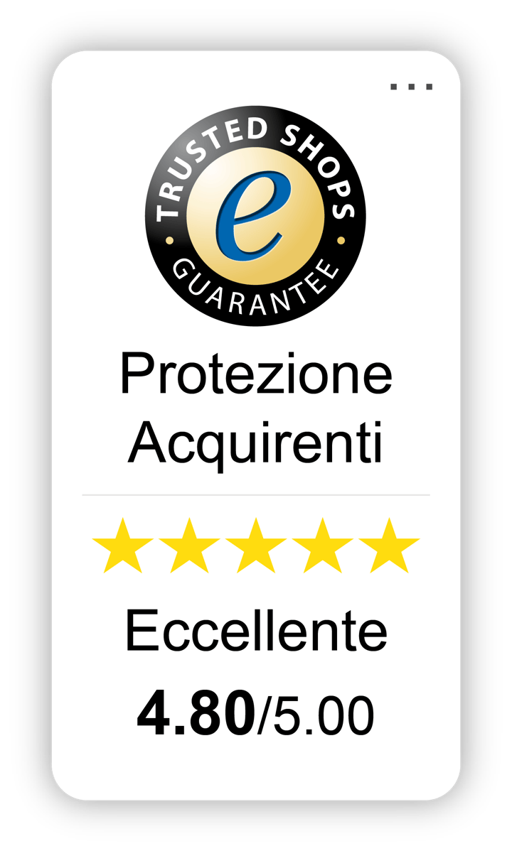 Trustbadge di Trusted Shops con una valutazione eccellente