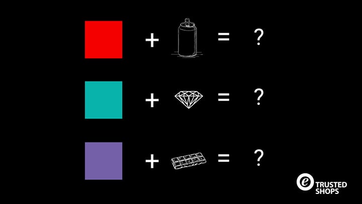Rebus: rosso+ lattina? Verde + diamante? Viola + tavoletta di cioccolato?