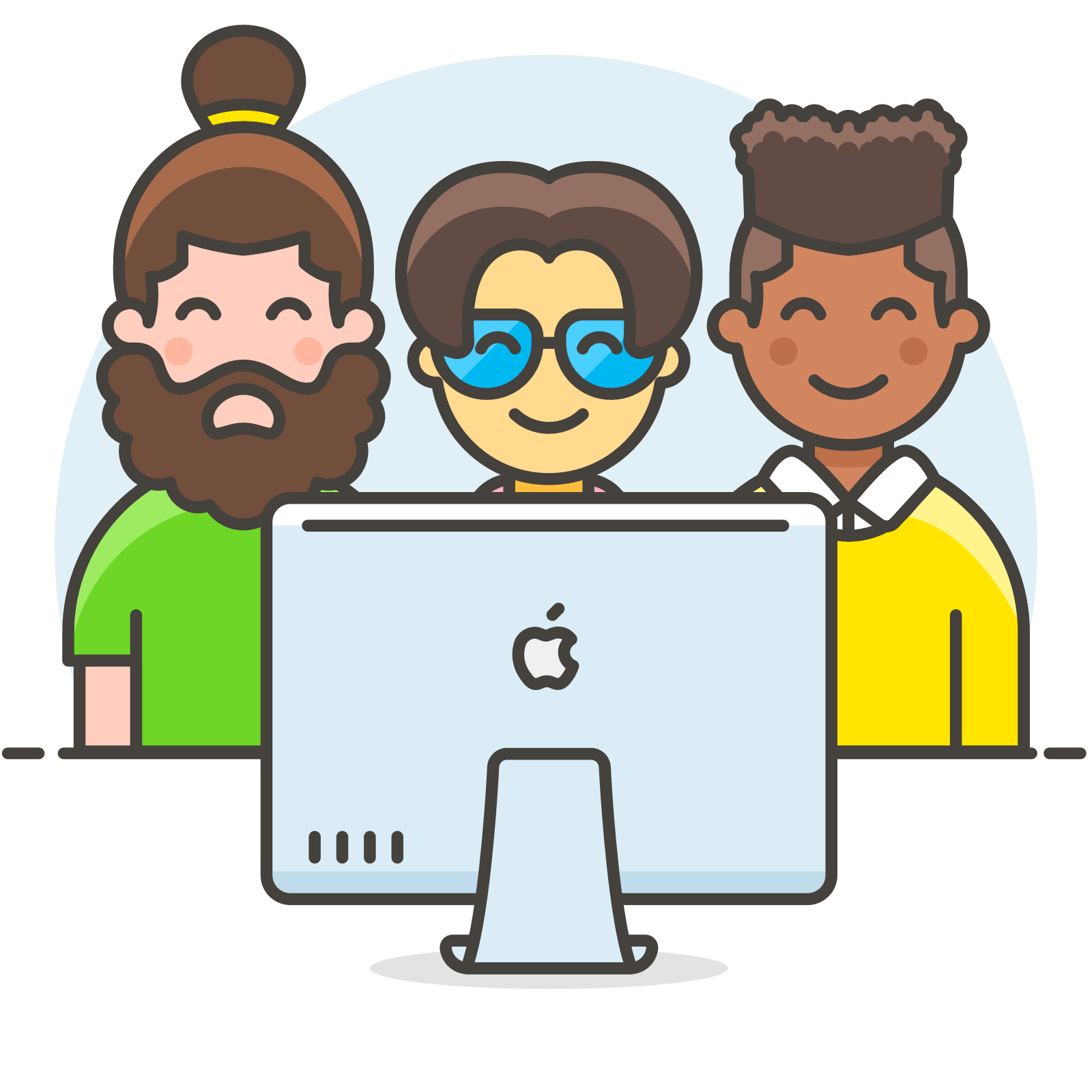 acquirenti di fronte a desktop