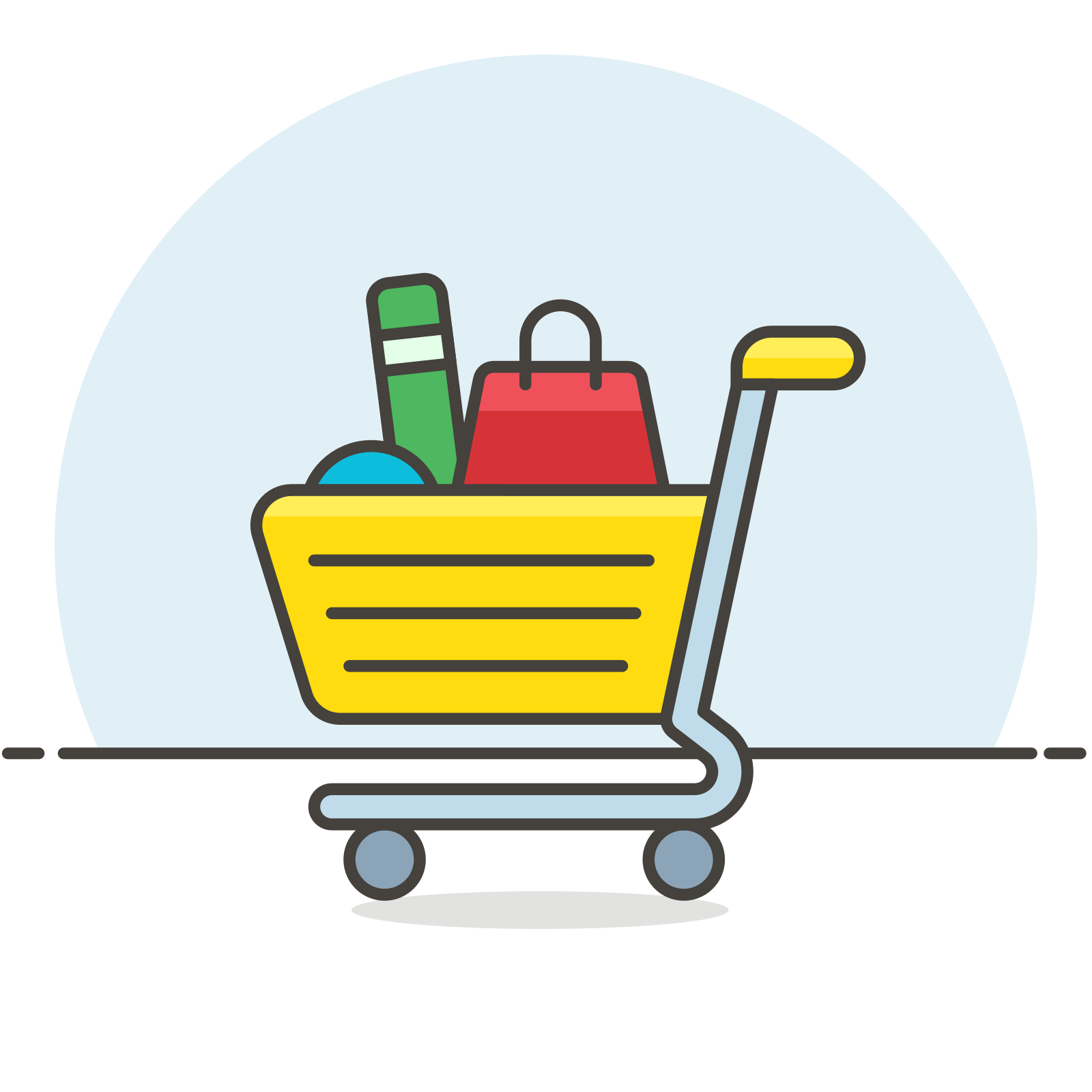 carrello della spesa con prodotti