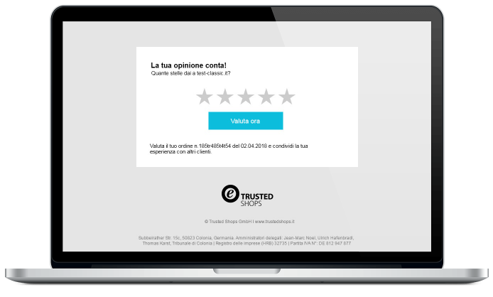 richiesta di recensione che gli ecommerce inviano ai propri clienti