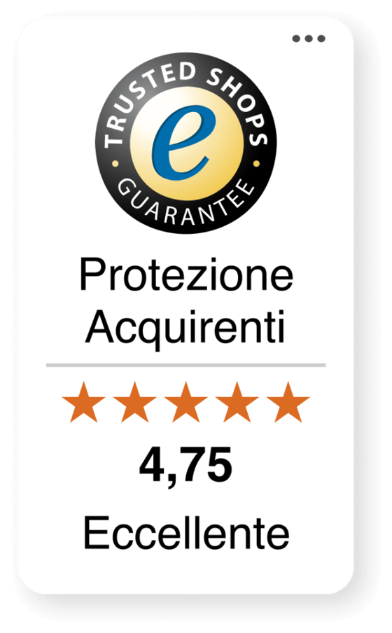Trustbadge di Trusted Shops con una valutazione eccellente