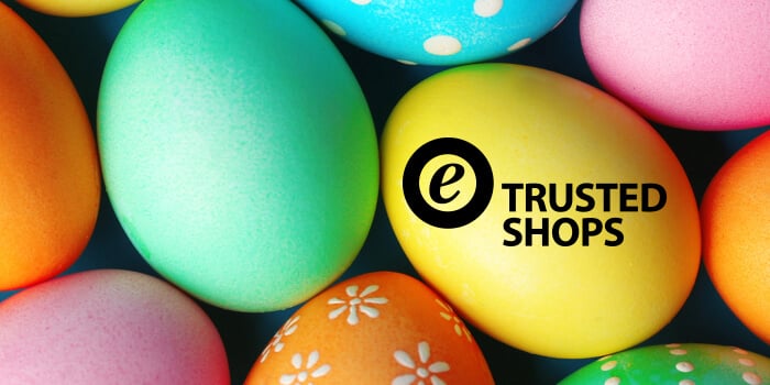 uova di pasqua colorate con logo trusted shops
